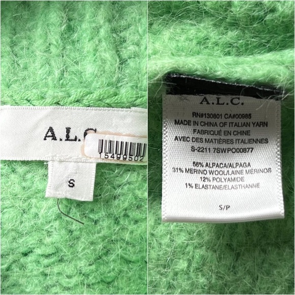 ALC Mint Alpaca Merino Wool Knit Oversized Slouchy Pullover Turtleneck Sweater S - Picture 14 of 16